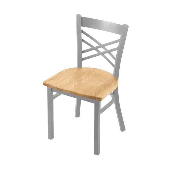 620 Catalina 18" Chair with Anodized Nickel Finish and Natural Oak Seat